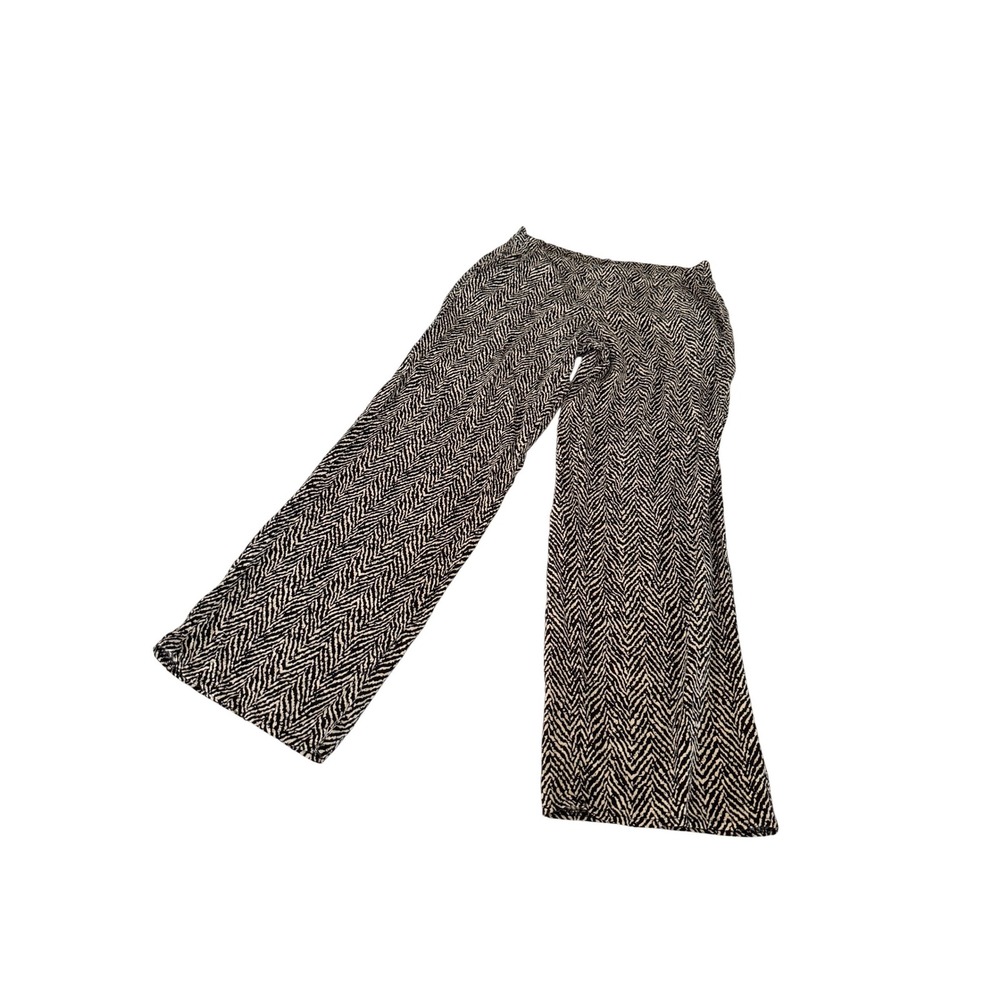 Solitaire Womens Small Wide Leg Pants Black Cream Abstract Chevron Print Canada